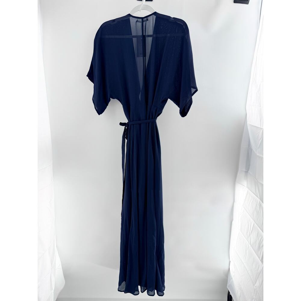 Reformation Winslow Short Sleeve Surplice V-Neck Maxi Wrap Dress Navy Medium - Picture 4 of 6